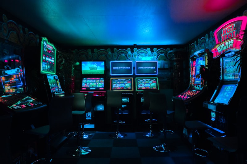 Esports arena with neon lighting